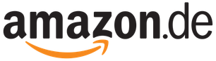 Das Amazon-Logo zeigt den Schriftzug 'amazon.de' in schwarzer Schrift mit einem orangefarbenen Pfeil, der von A nach Z zeigt.